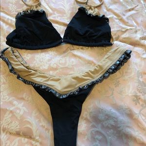Beach Bunny Swimwear Black & Tan Bikini